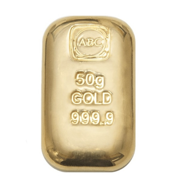 50g ABC Bullion Gold Cast Bar 999.9